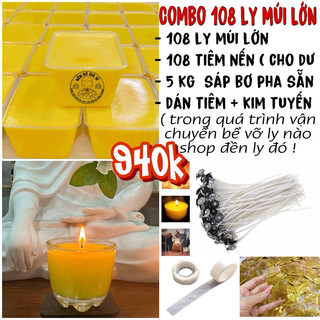 ( SIÊU RẺ ) Combo làm 108ly múi lớn làm nến bơ ( kèm văn khấn cúng dường )