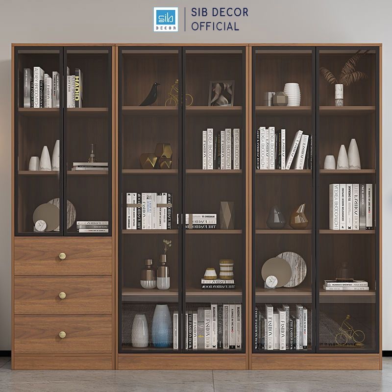 Tủ Sách Gỗ Cửa Kính KS602 SIB Decor