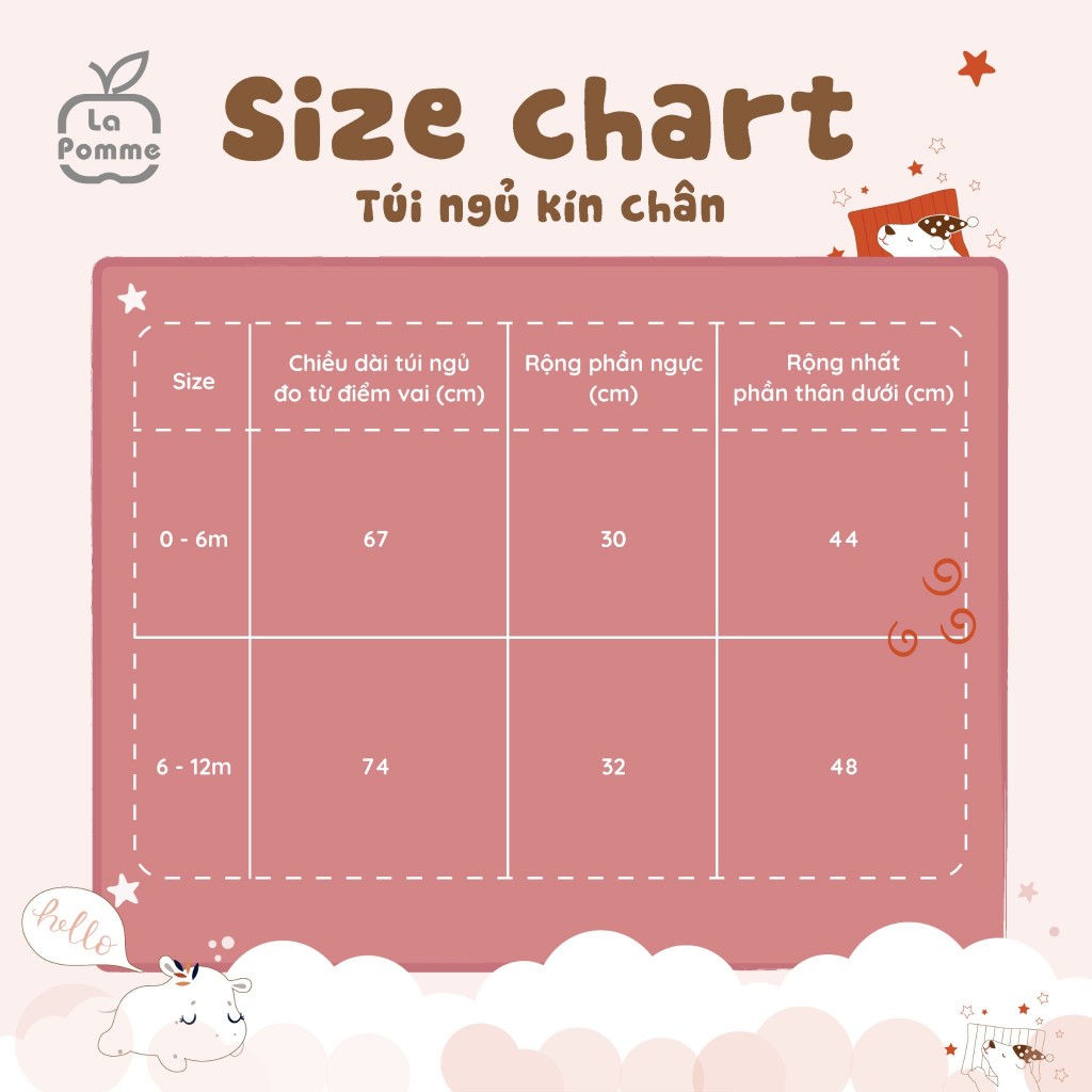 Túi ngủ Organic La Pomme sơ sinh chùm kín chân