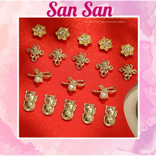 Charm tết , charm mèo thần tài đỏ, charm tết 2024 trang trí móng