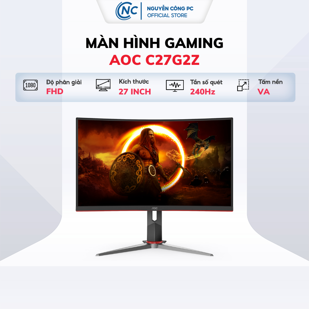 Màn hình Gaming AOC C27G2Z (27inch / FHD / 240Hz / 0.5ms) - Hàng chính hãng bảo hành 36 tháng