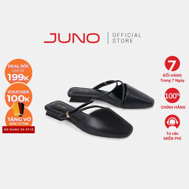 Giày Búp Bê Nữ Thời Trang 3cm JUNO Mũi Vuông Quai Bất Đối Xứng BB03080