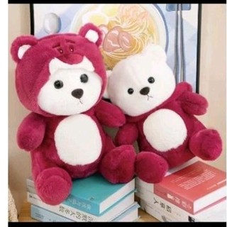  Gấu bông lena đội mũ màu hồng siêu dễ thương 