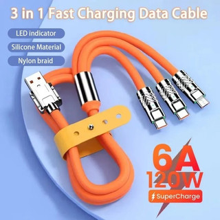 Cáp sạc 3 trong 1, cáp dữ liệu 3 trong 1 120W, cáp sạc nhanh 6A - SANNY