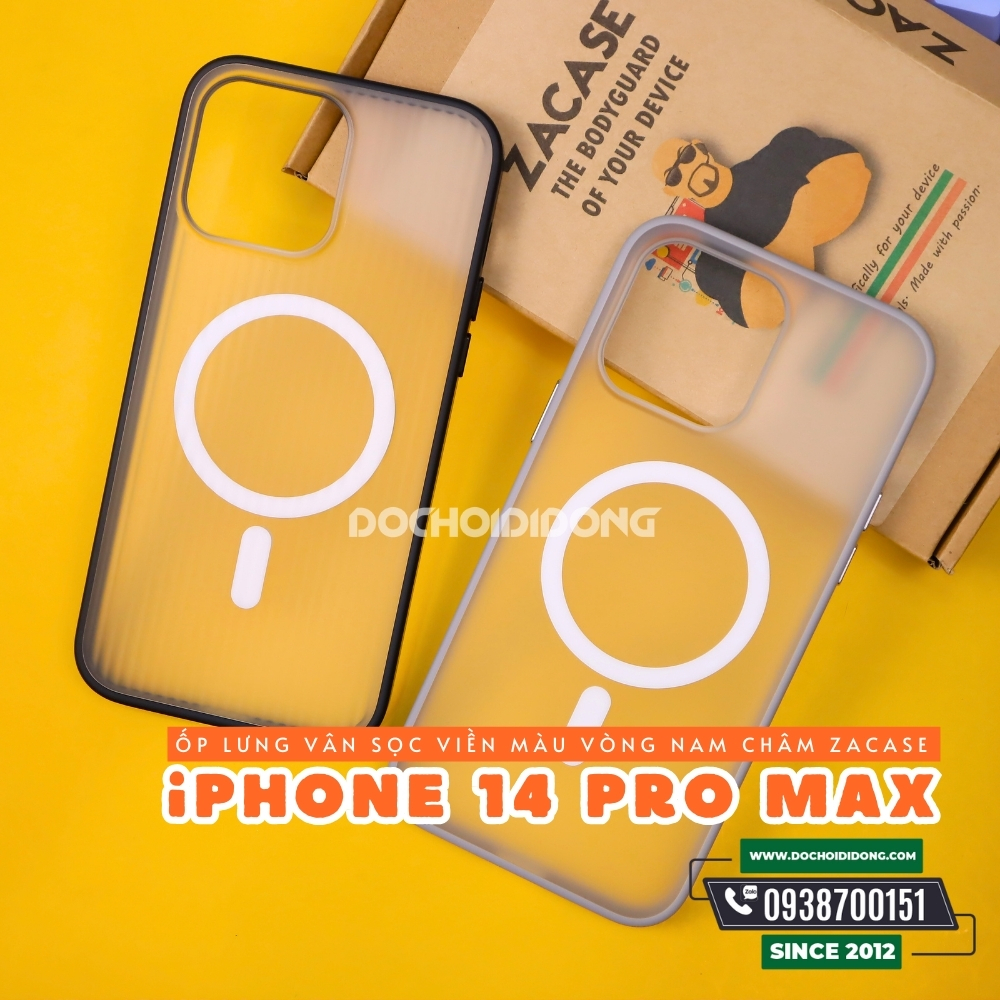 Ốp Lưng IPhone 14 13 Pro Max Zacase Elegant Cao Cấp Kẻ Sọc Thanh Lịch Tích Hợp Vòng Nam Châm