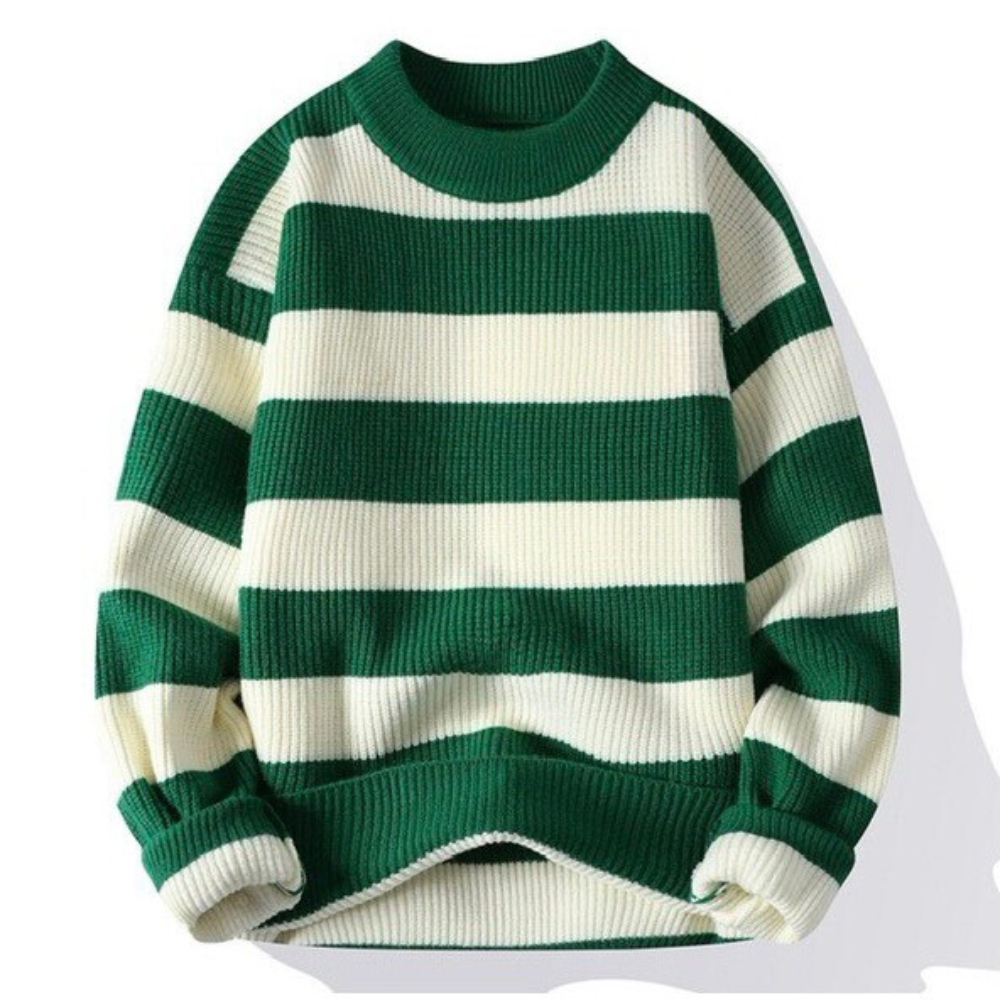 Áo Len Nam Hàn Quốc, Áo Len Cổ Tròn Kẻ Ngang,  Áo Len Cho Nam Chất Len Cao Cấp Dày Dặn Không Xù Form Chuẩn