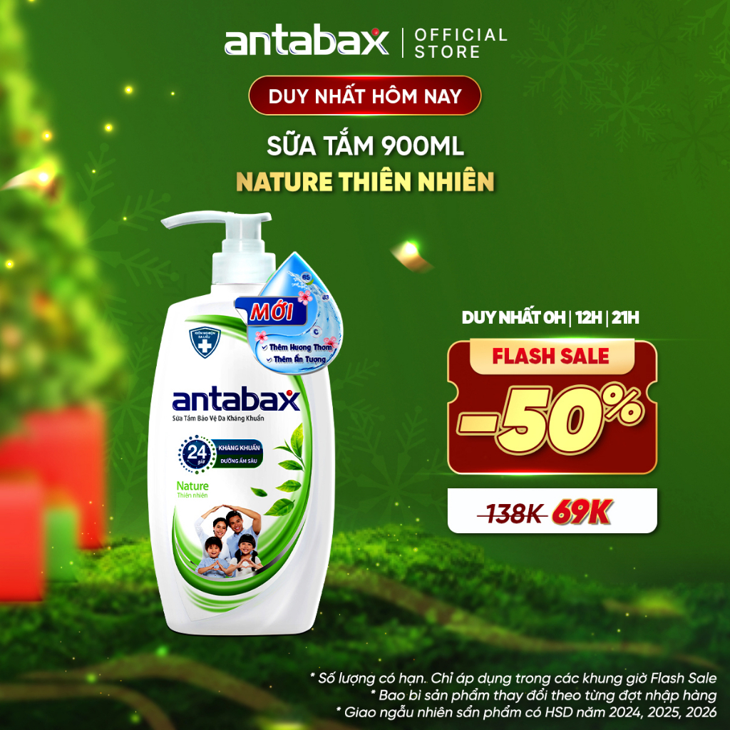 Sữa Tắm Bảo Vệ Da Kháng Khuẩn Antabax Nature Thiên Nhiên 900ml