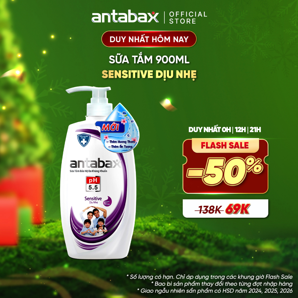Sữa Tắm Bảo Vệ Da Kháng Khuẩn Antabax Sensitive Dịu Nhẹ 900ml