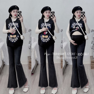 Quần bò loe bầu màu xám đậm mã 08