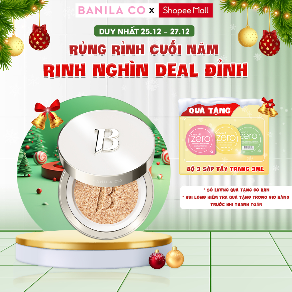 Phấn Nước BANILA CO Covericious Ultimate White Cushion SPF38 PA++ 14G che phủ tự nhiên, không gây mốc da