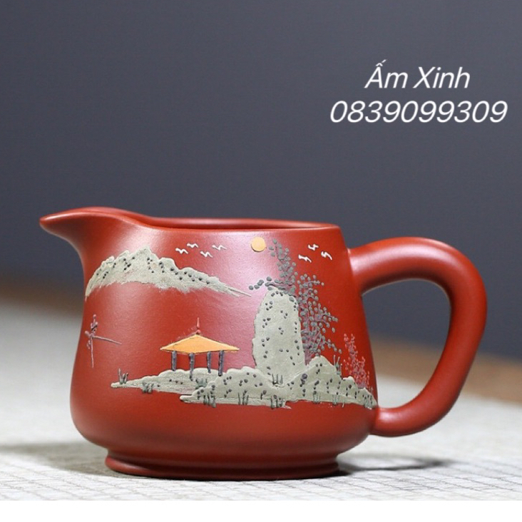 Tống Chuyên trà Tử Sa họa tiết Sơn Thủy đắp nổi 240 ml (Đại Hồng Bào)