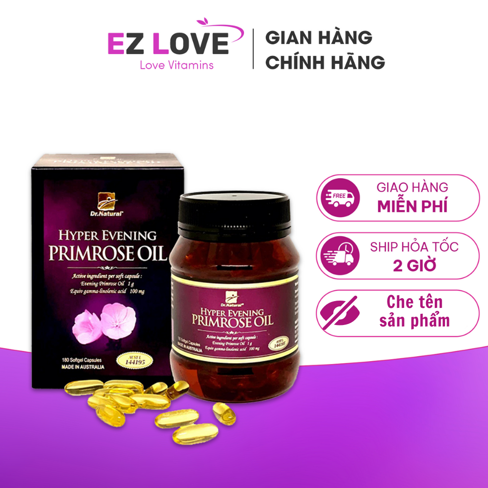 Tinh dầu hoa anh thảo Úc Dr Natural Hyper Evening Primrose Oil giúp cân bằng nội tiết tố nữ, giảm khô hạn, tăng ham muốn