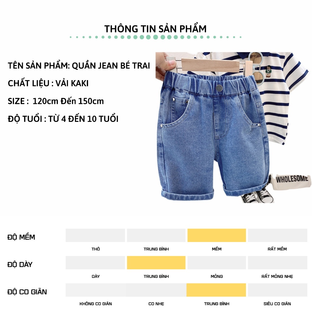 Quần short jean bé trai 27Kids KACADY Quần đùi bò mềm lưng chun nam cho trẻ từ 2-10 tuổi BSJE3