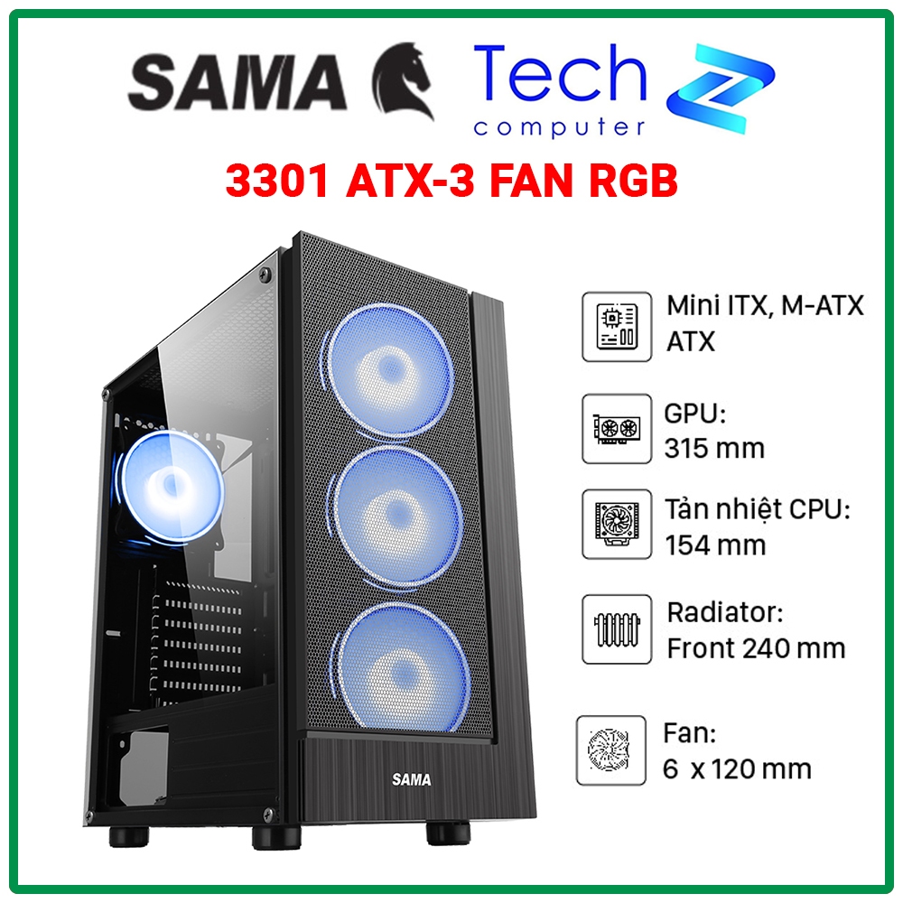 Vỏ case SAMA 3301 (ATX-3 Fan RGB)