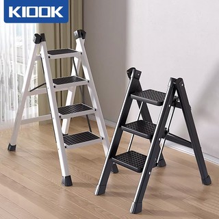 KIOOK Thang Gấp Thang Nhôm Gấp Gọn, 2-5 Bậc Thang Chữ A Gấp Gọn, Đa Chức Năng Thang Mini Gấp Gọn