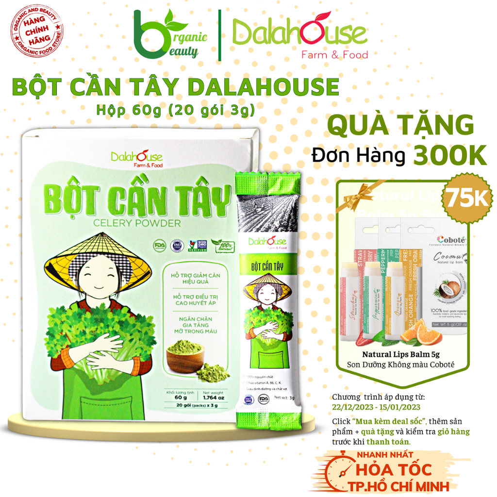 Bột Cần Tây Dalahouse - Bột Cần Tây Hữu Cơ Sấy Lạnh - Hộp 60g