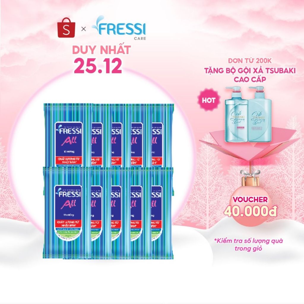 Combo 10 gói khăn ướt chăm sóc gia đình Fressi Care All 10 miếng/gói
