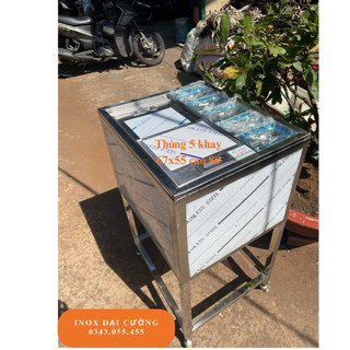 Thùng đựng đá có chân kèm 5 khay topping 1/9 inox 304