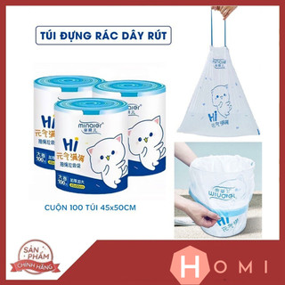 Túi Đựng Rác [COMBO 5 CUỘN] có DÂY RÚT tự phân huỷ- Bao rác SIÊU DAI 45x50 cm, sạch sẽ không dính tay - Danami Store