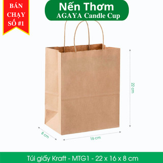 Túi giấy Kraft cao cấp 22x16x8 cm - Túi giấy đựng nến thơm,quà tặng nến thơm và hộp nến thơm