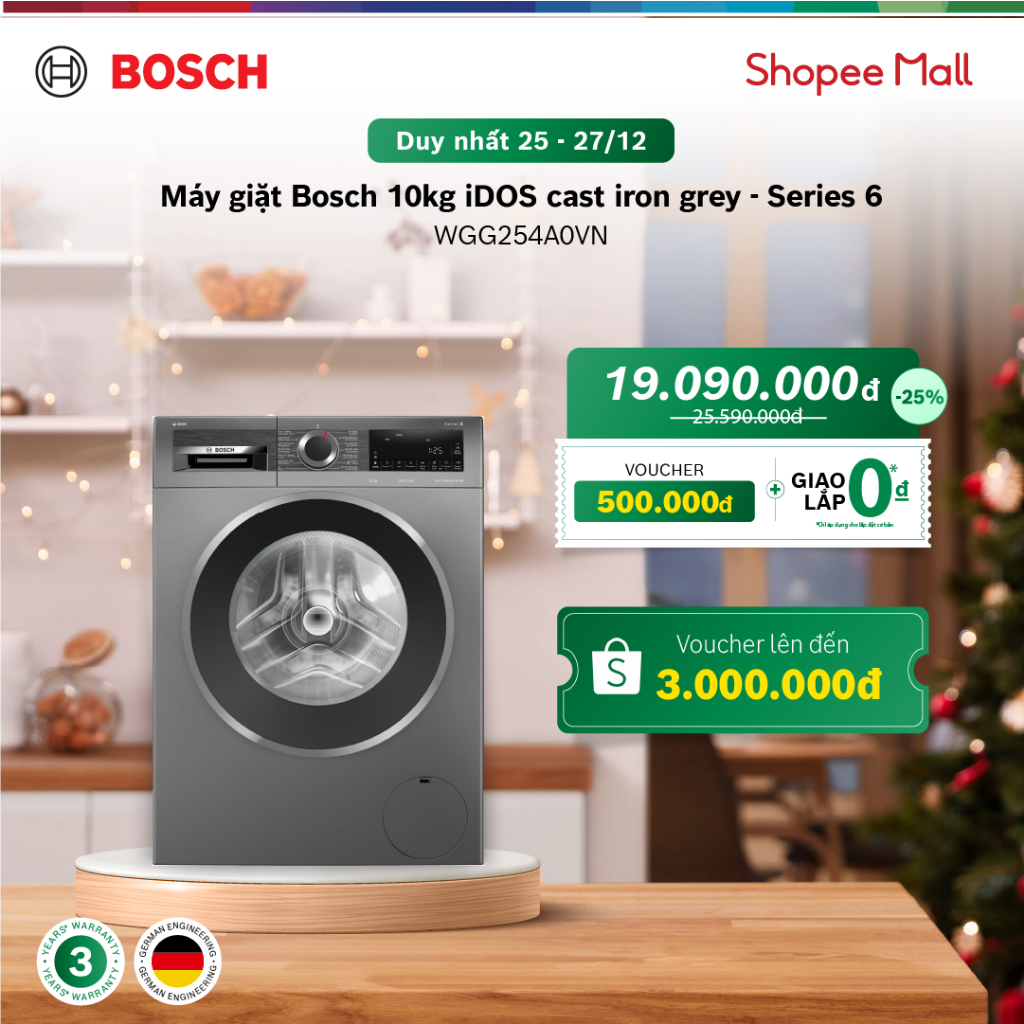 Máy giặt Bosch 10kg WGG254A0VN  - Series 6 - Hàng chính hãng
