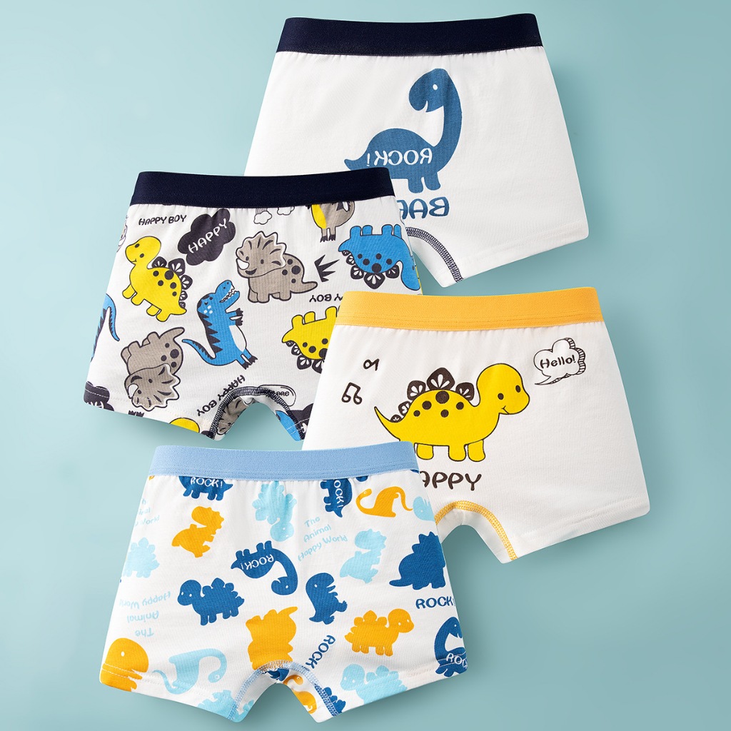 Combo 4 quần sịp đùi quần lót cho bé trai cotton thoáng mát hình ngộ nghĩnh dễ thương
