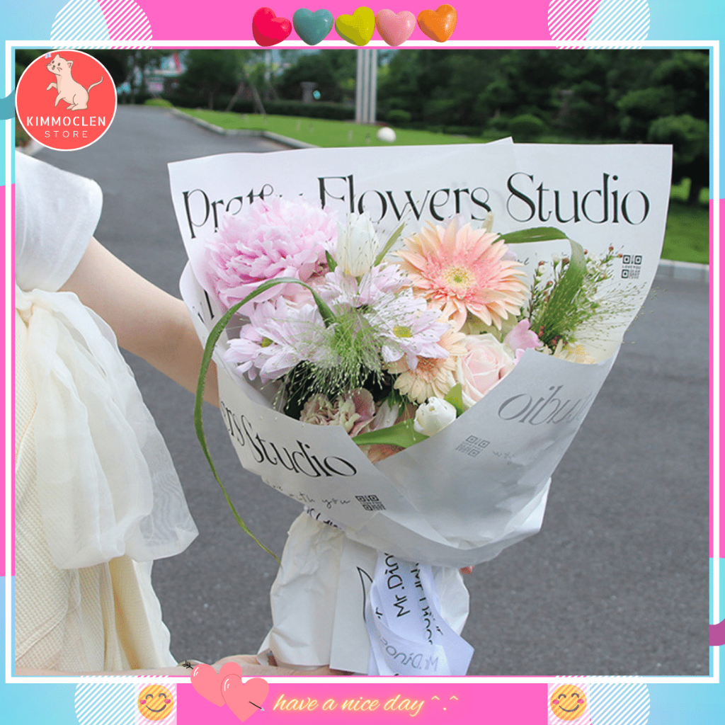 Tập 20 giấy gói hoa chữ LOVE studio khổ 45*30cm