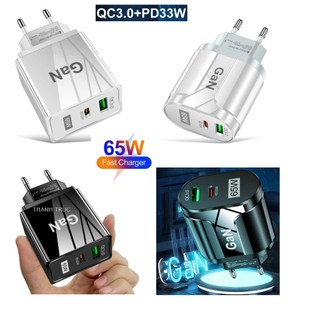 Sạc Nhanh Quick Charge QC PD GaN 65W 5V/9V//12V/20V 2 cổng Type C và USB có kèm Cáp(Mẫu5&6)