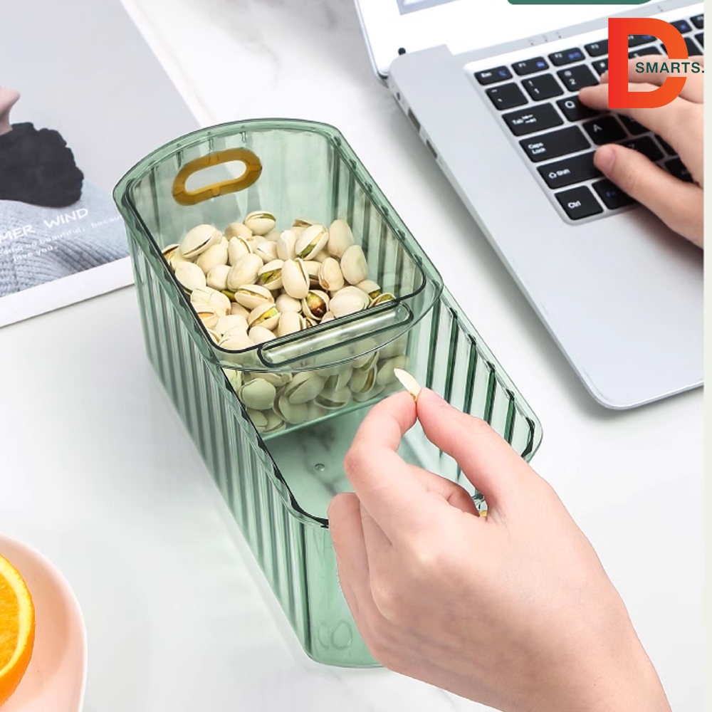 Khay đựng đồ ăn vặt 2 tầng, Rổ đựng trái cây có lỗ thoát nước tiện lợi Dsmarts.