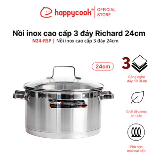 Nồi inox cao cấp 3 đáy Happy Cook Richard Plus 24cm N24-RSP