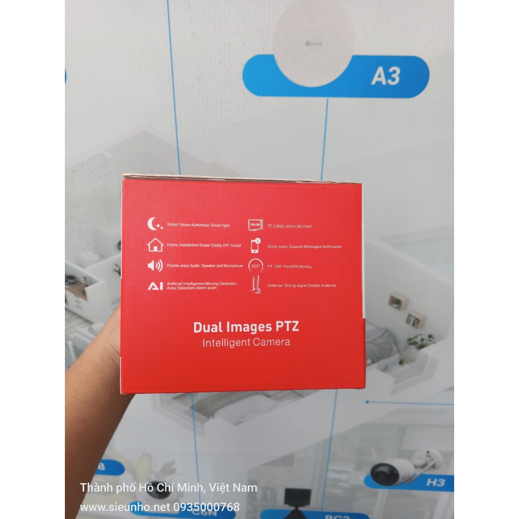 Camera Wifi Yoosee Ngoài trời 2 khung hình Q46A PRO 6MP 4K 2 ống kính 2 khung hình - Đèn báo động đỏ