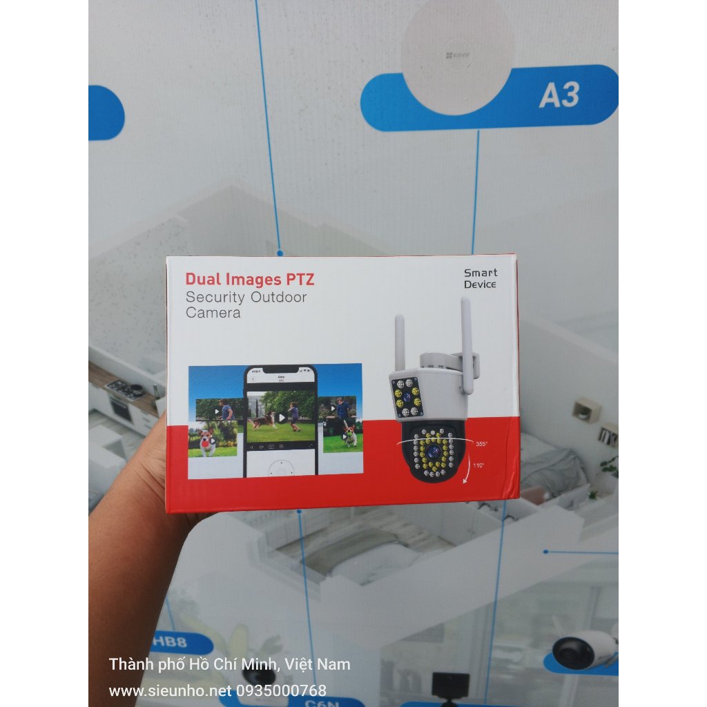 Camera Wifi Yoosee Ngoài trời 2 khung hình Q46A PRO 6MP 4K 2 ống kính 2 khung hình - Đèn báo động đỏ