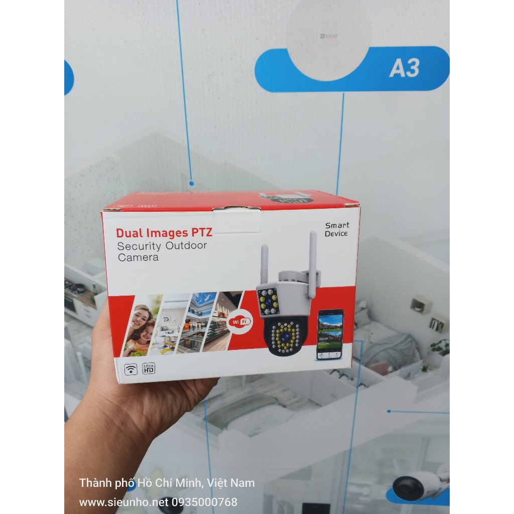 Camera Wifi Yoosee Ngoài trời 2 khung hình Q46A PRO 6MP 4K 2 ống kính 2 khung hình - Đèn báo động đỏ