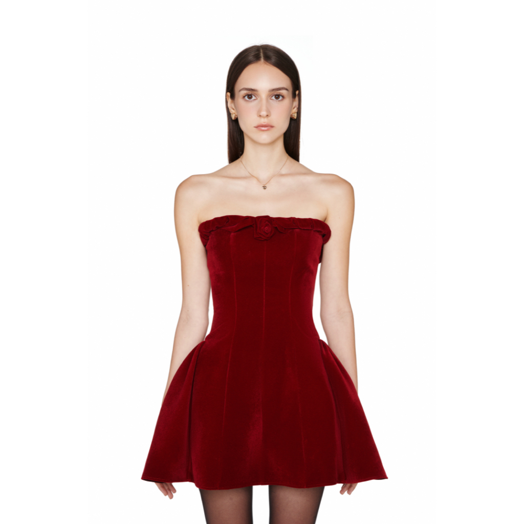 JUBIN STUDIO I Đầm cup ngực tùng xoè viền xoắn (MILLICENT DRESS)