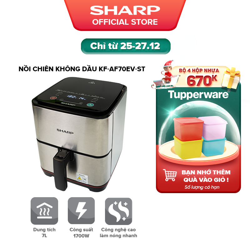 Nồi Chiên Không Dầu Sharp KF-AF70EV-ST Chống Dính 7L