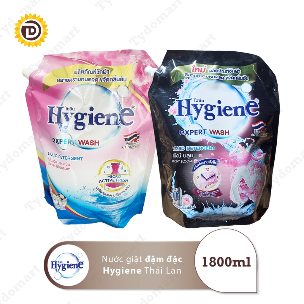 Nước giặt Thái Lan Hygiene túi 1800ml kết hợp xả vải giúp áo quần thơm lâu hàng chính hãng
