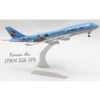 Mô hình máy bay tĩnh B747 Korean Air 20cm có bánh xe