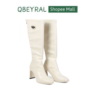 Giày bốt nữ cao cổ Qbeyral boot đùi cao cổ chất liệu da mềm mại khóa kéo
