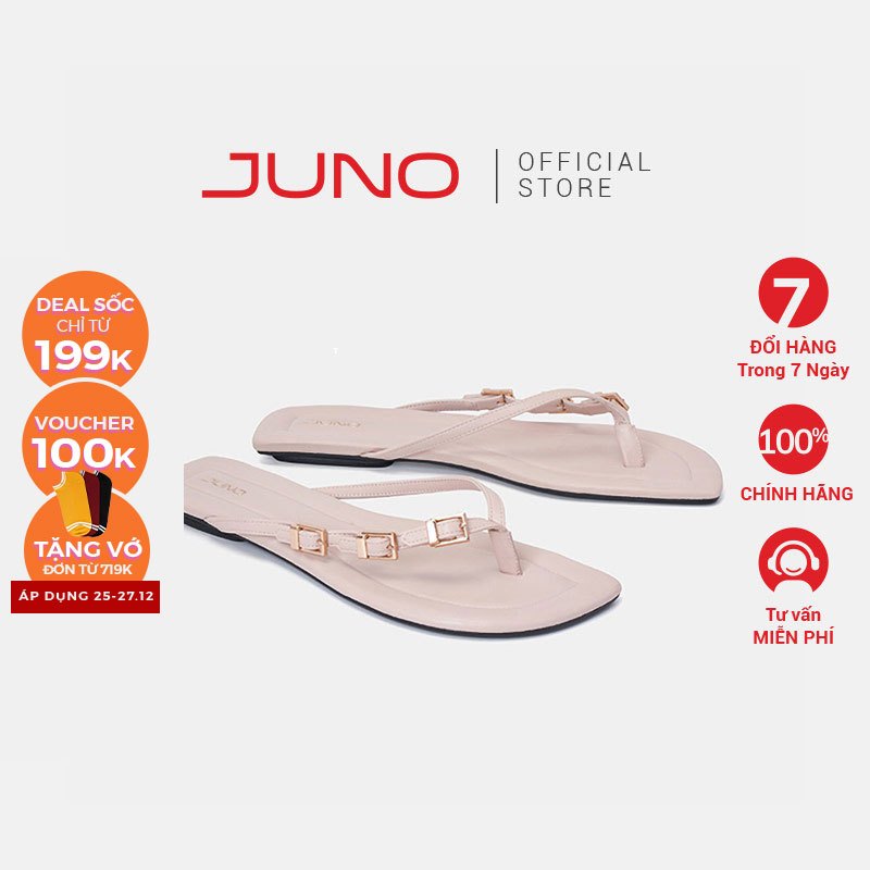 Dép Kẹp Nữ 1cm Thời Trang JUNO Trang Trí Khoá Cách Điệu SD01128