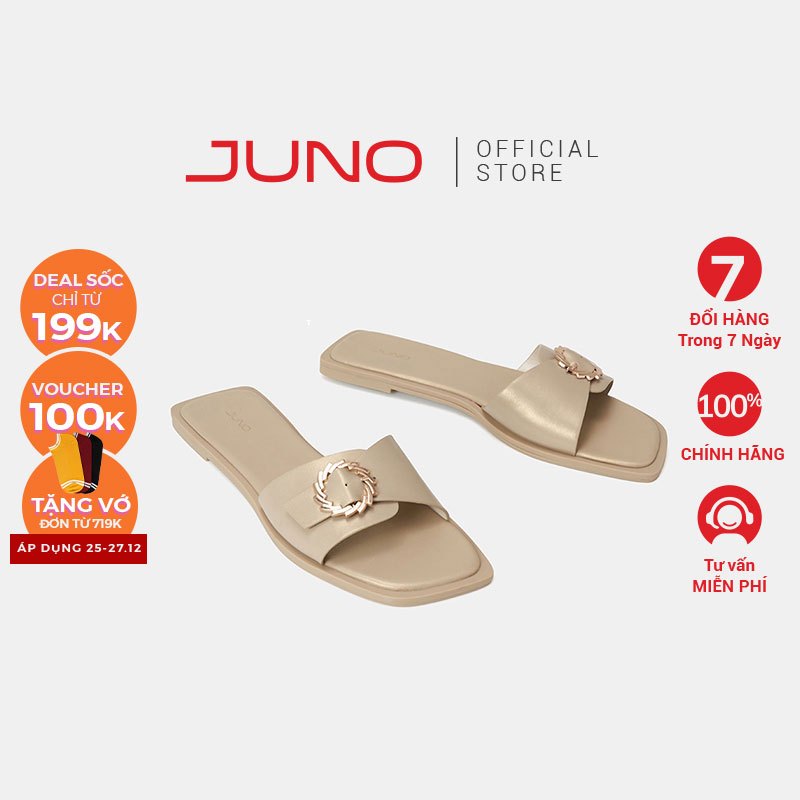 Dép Bệt Nữ 1cm Thời Trang JUNO Trang Trí Khóa The Sun SD01133