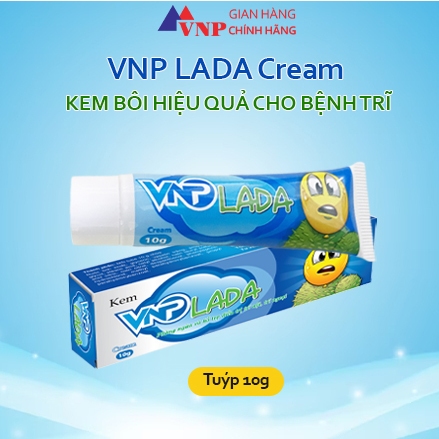 Kem bôi trĩ VNP Lada - giúp bảo vệ da, làm mát dịu da, hỗ trợ bệnh trĩ táo bón - tuýp 10 gram