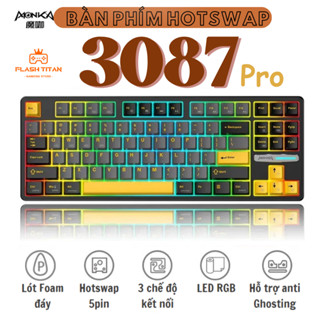 Bàn phím cơ không dây Monka 3087 pro - Hỗ trợ hotswap 5pin - Led RGB nhiều chế độ - Có app tùy chỉnh