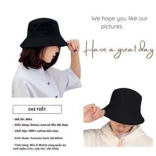 Nón bucket tròn vành trơn nhiều màu phong cách Ulzzang Unisex