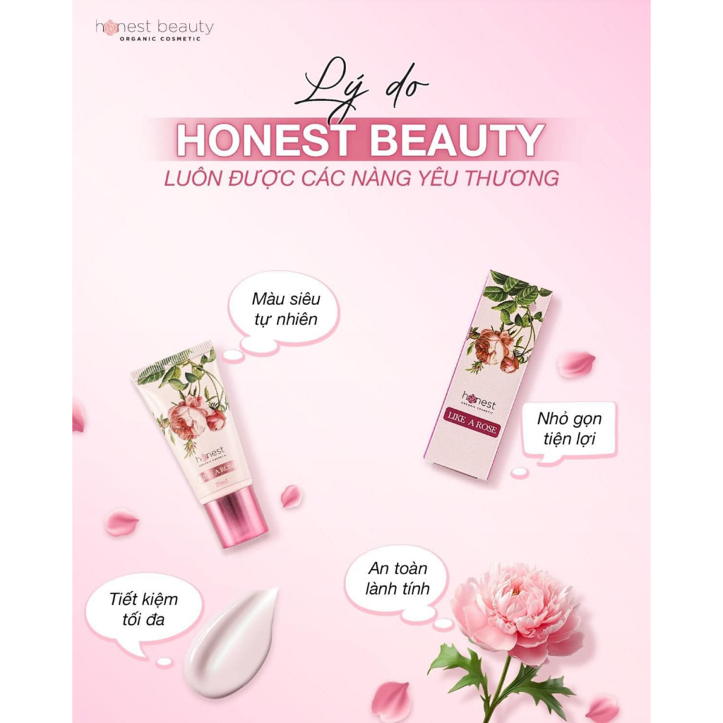 Kem dưỡng da tạo má hồng hữu cơ HONEST BEAUTY LIKE A ROSE (Date 06/2024)