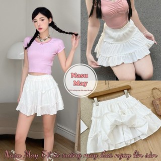 Chân váy lolita trắng dáng xòe 2 tầng phong cách dễ thương xinh xắn