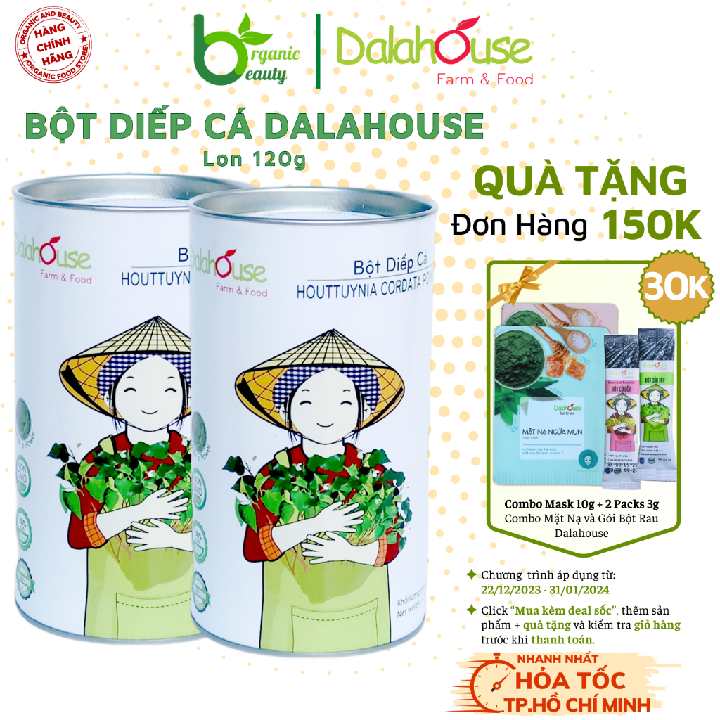 Bột Diếp Cá Dalahouse - Bột Diếp Cá Hữu Cơ Sấy Lạnh Nguyên Chất Dalahouse - Lon 120g