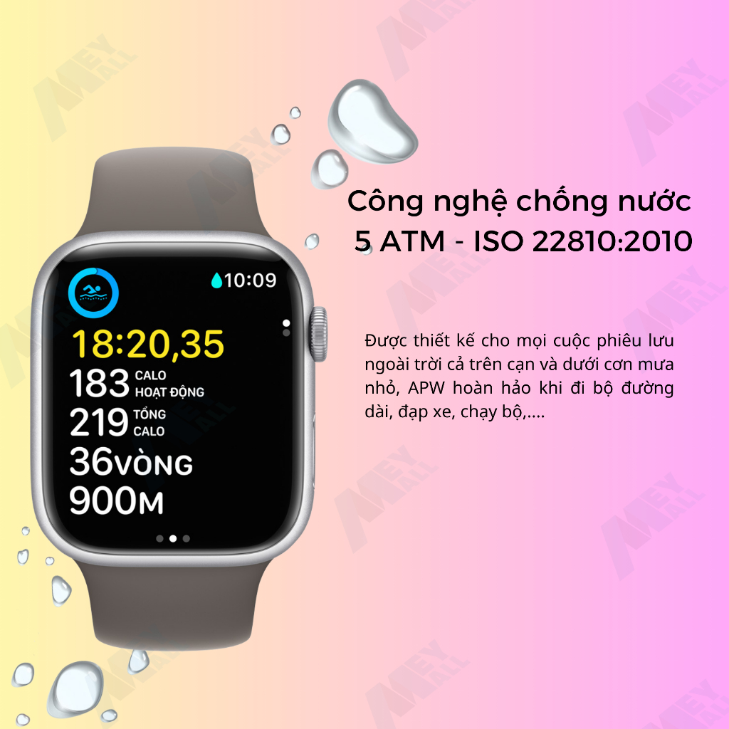 Đồng hồ thông minh APW Series 9 GPS 41mm, 1.9 inch viền nhôm dây thể thao - Bảo hành 1 năm - MeyMall