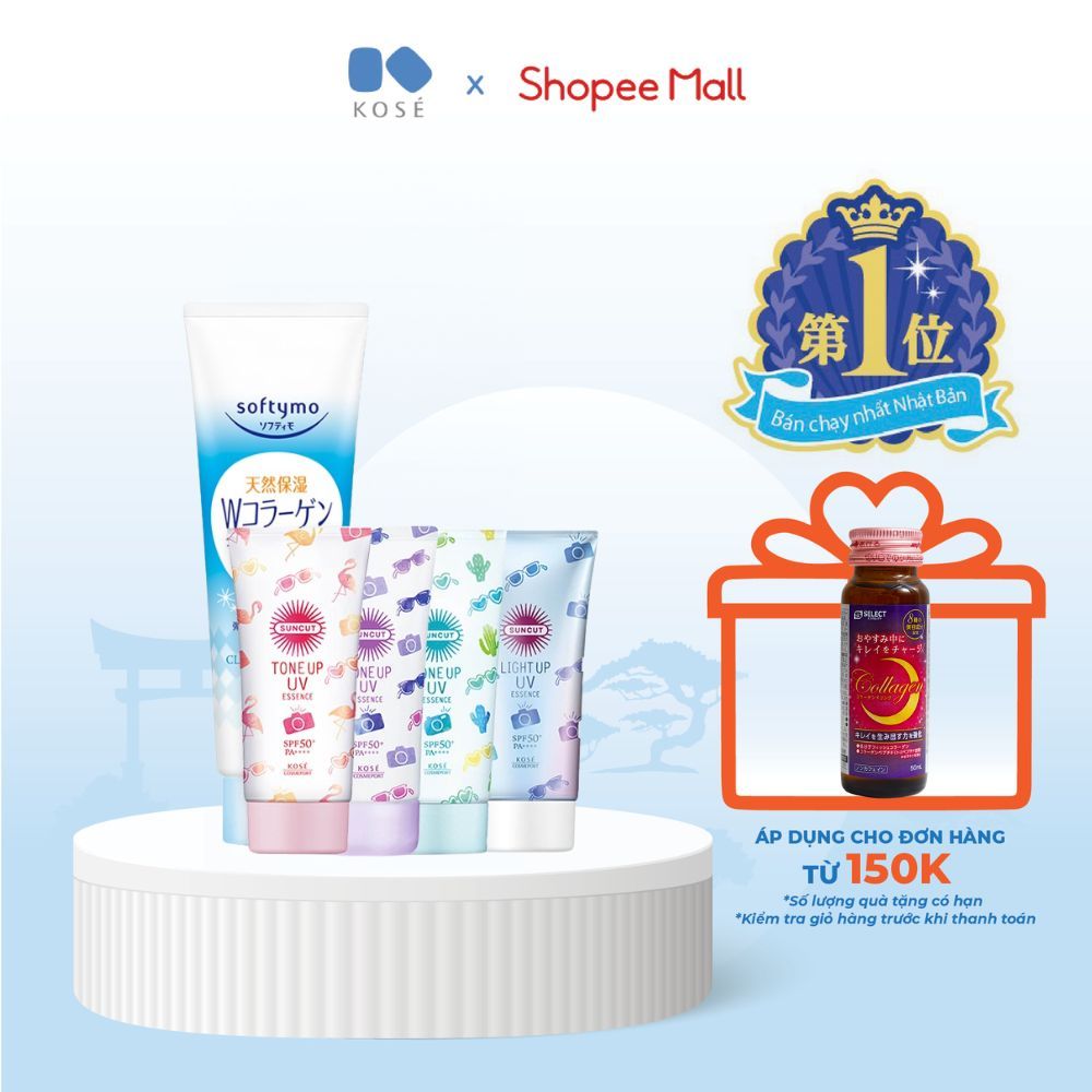 Combo Chống Nắng Nâng Tone Và Sữa Rửa Mặt Dưỡng Ẩm Làm Sạch Toàn Diện Kose Nhật Bản 190G,80G
