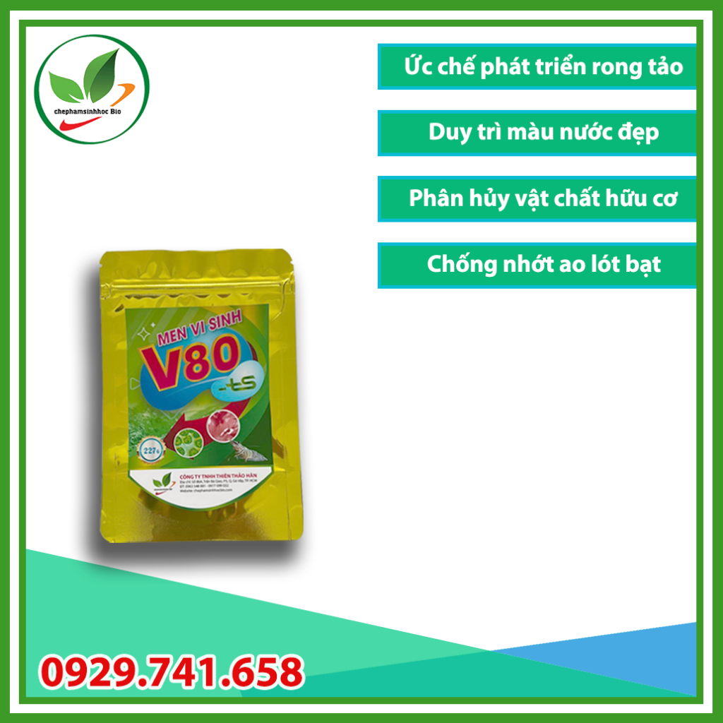 Men vi sinh V80 xử lý đáy ao nuôi tôm. Gói 227gr