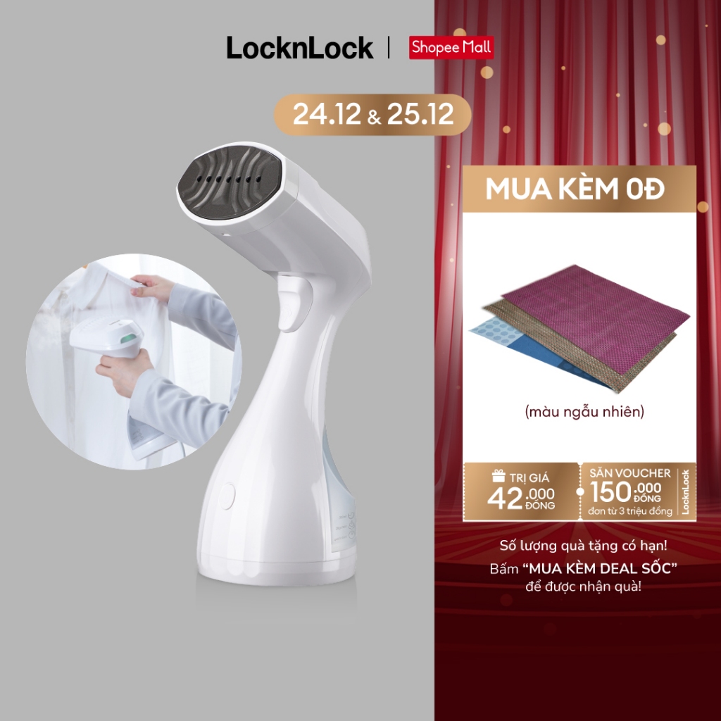 Bàn là hơi nước cầm tay Lock&Lock Handy Steamer 300ml- màu trắng ENI222WHT